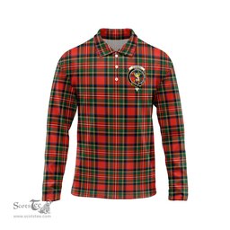 Scottish Stewart Royal Modern Clan Crest Tartan Polo Long Sleeve Plaid Polo Shirt