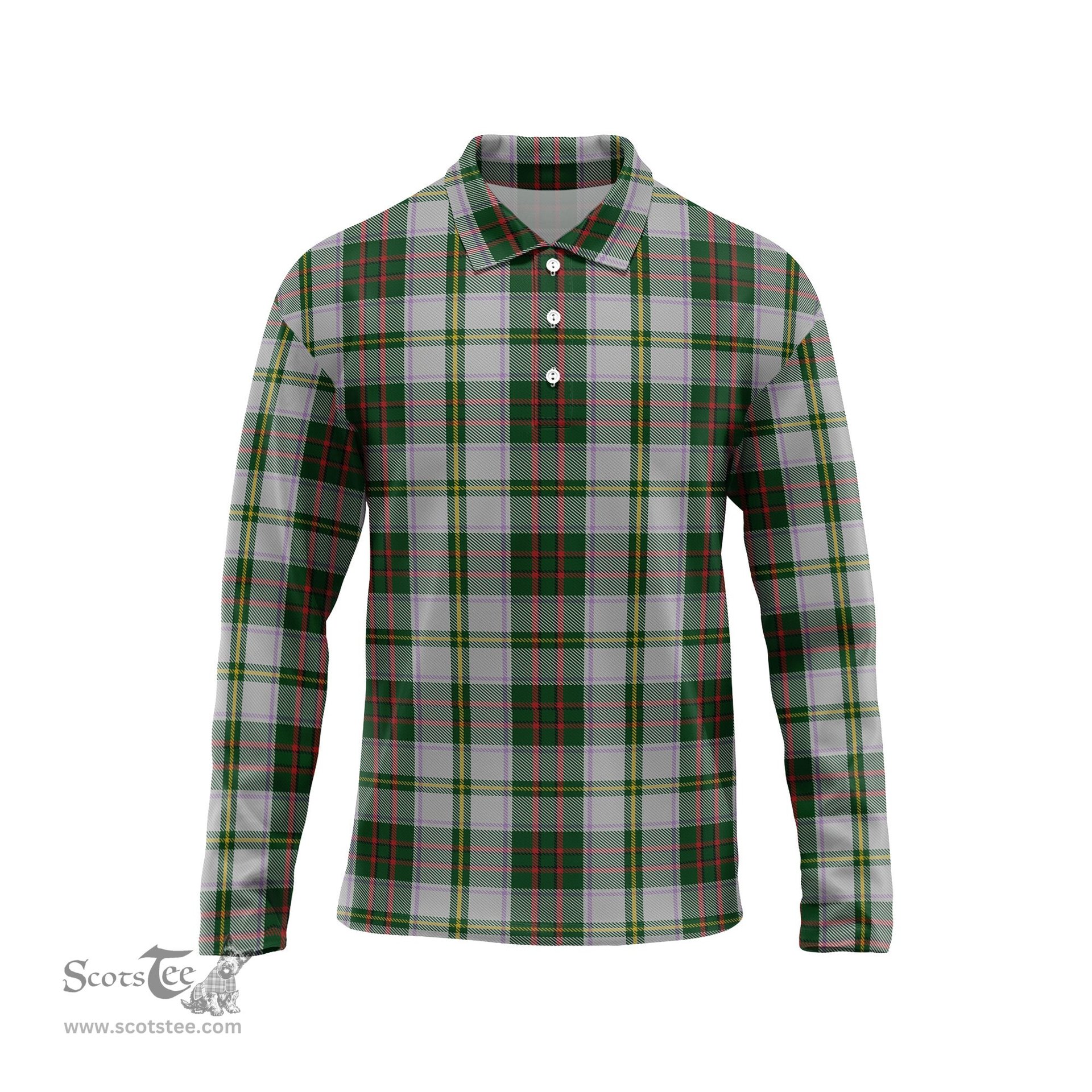 Scottish Taylor Dress Tartan Long Sleeve Plaid Polo Shirt