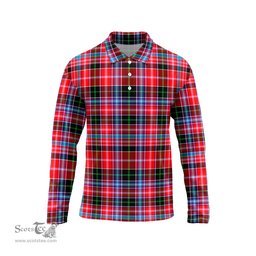 Scottish Udny Tartan Long Sleeve Plaid Polo Shirt