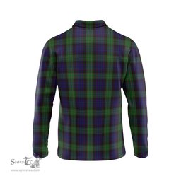 Scottish Nicolson Green Hunting Tartan Long Sleeve Plaid Polo Shirt
