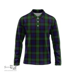 Scottish Nicolson Green Hunting Tartan Long Sleeve Plaid Polo Shirt