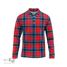 Scottish MacTavish Modern Tartan Long Sleeve Plaid Polo Shirt