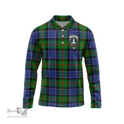 Scottish Paterson Clan Crest Tartan Polo Long Sleeve Plaid Polo Shirt