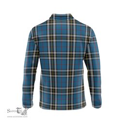 Scottish Thomson Dress Blue Clan Crest Tartan Polo Long Sleeve Plaid Polo Shirt