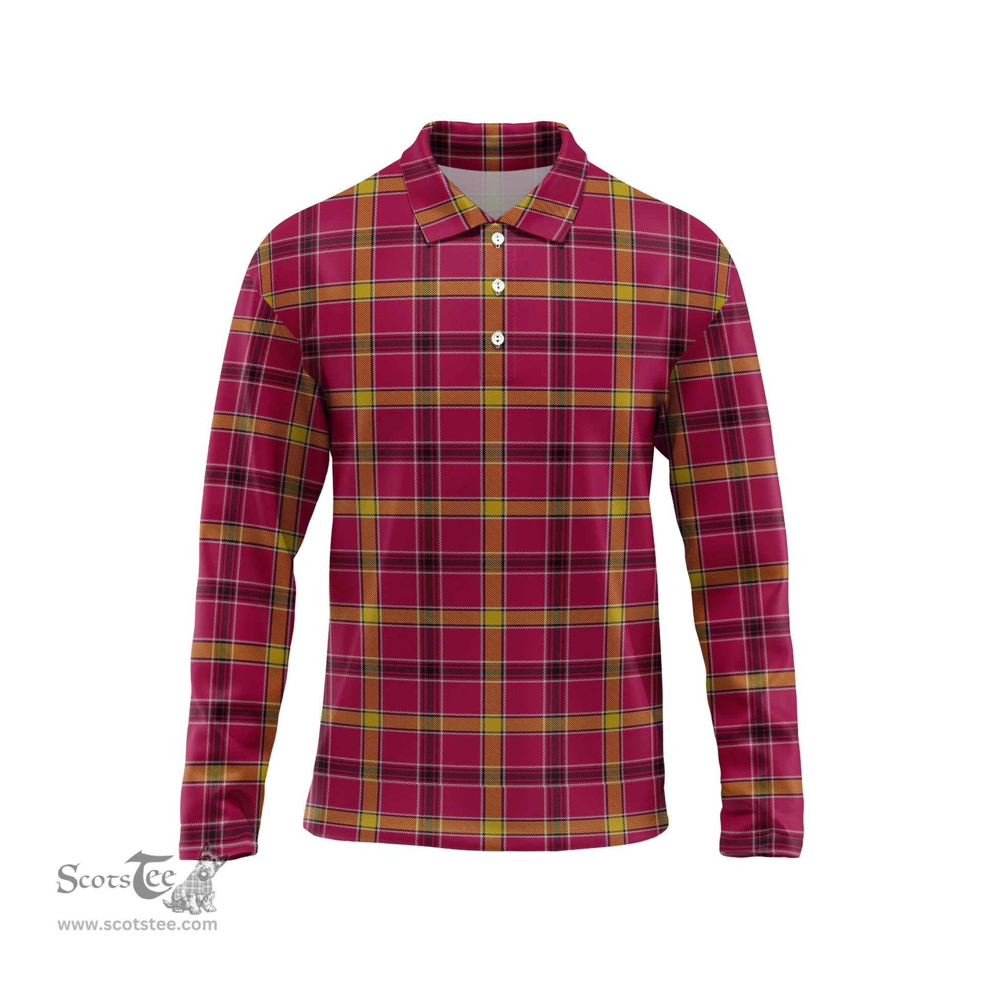 Scottish O'Meehan Tartan Long Sleeve Plaid Polo Shirt