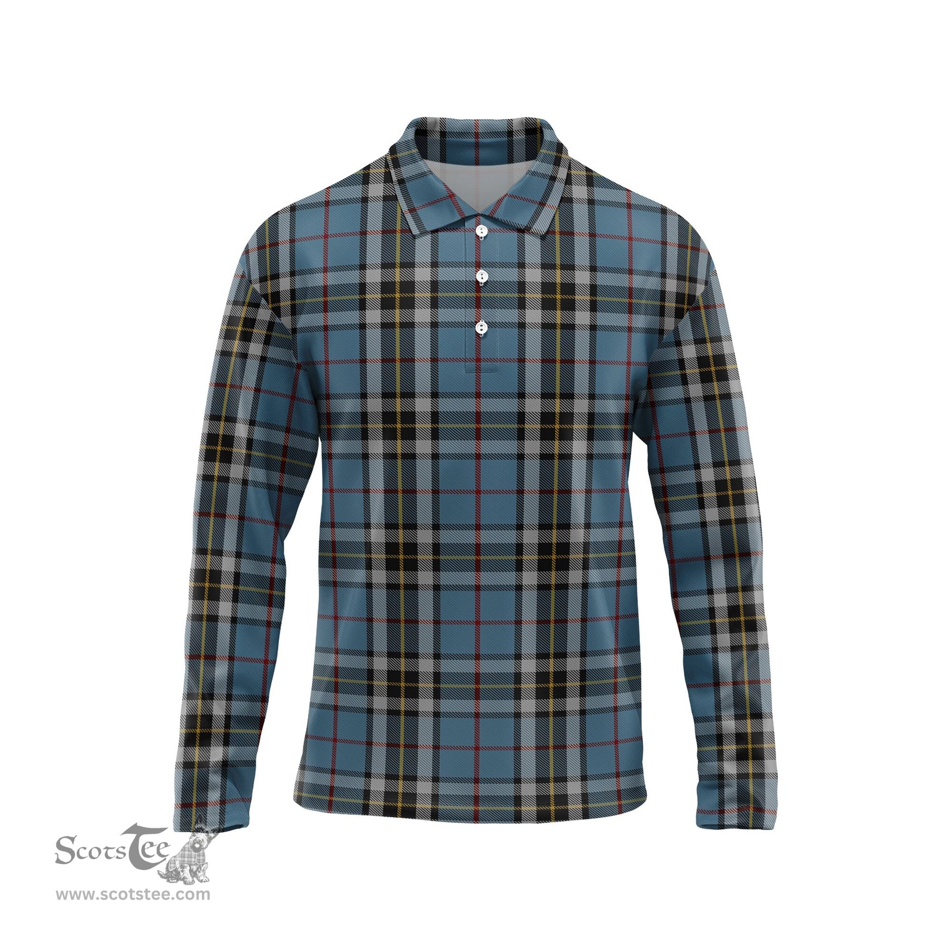 Scottish MacTavish Dress Tartan Long Sleeve Plaid Polo Shirt