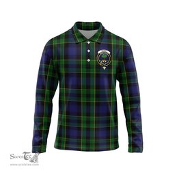 Scottish Mowat Clan Crest Tartan Polo Long Sleeve Plaid Polo Shirt