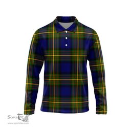 Scottish Muir Tartan Long Sleeve Plaid Polo Shirt
