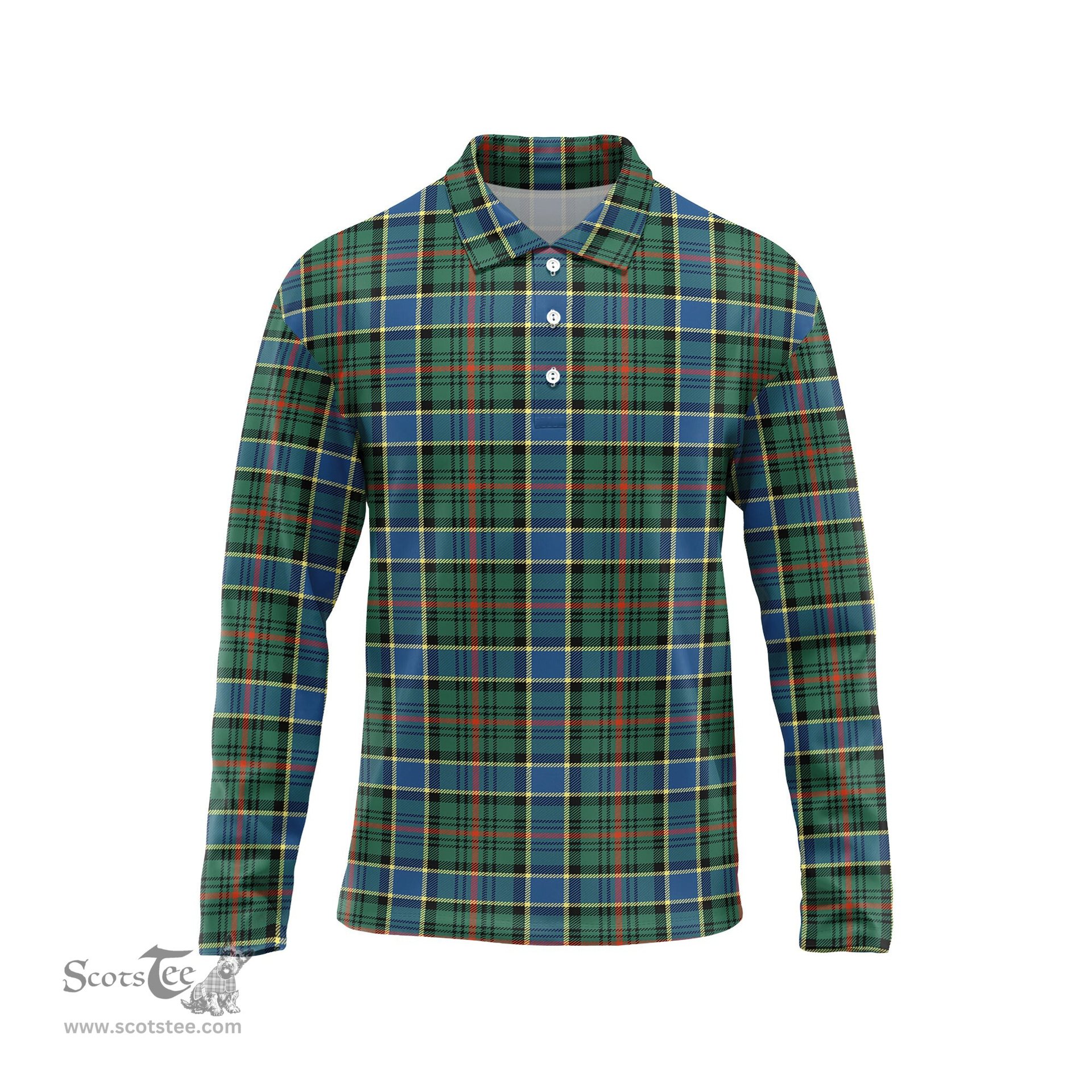 Scottish Ogilvie (Ogilvy) Hunting Ancient Tartan Long Sleeve Plaid Polo Shirt