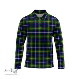 Scottish MacNeil of Barra Modern Tartan Long Sleeve Plaid Polo Shirt