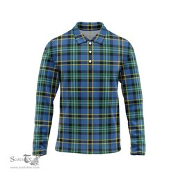 Scottish Weir Ancient Tartan Long Sleeve Plaid Polo Shirt