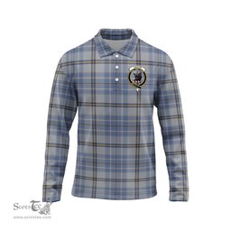 Scottish Tweedie Clan Crest Tartan Polo Long Sleeve Plaid Polo Shirt