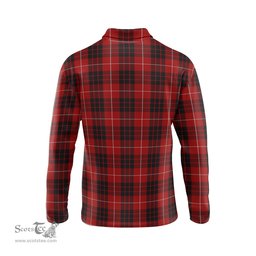 Scottish Munro Black and Red Clan Crest Tartan Polo Long Sleeve Plaid Polo Shirt