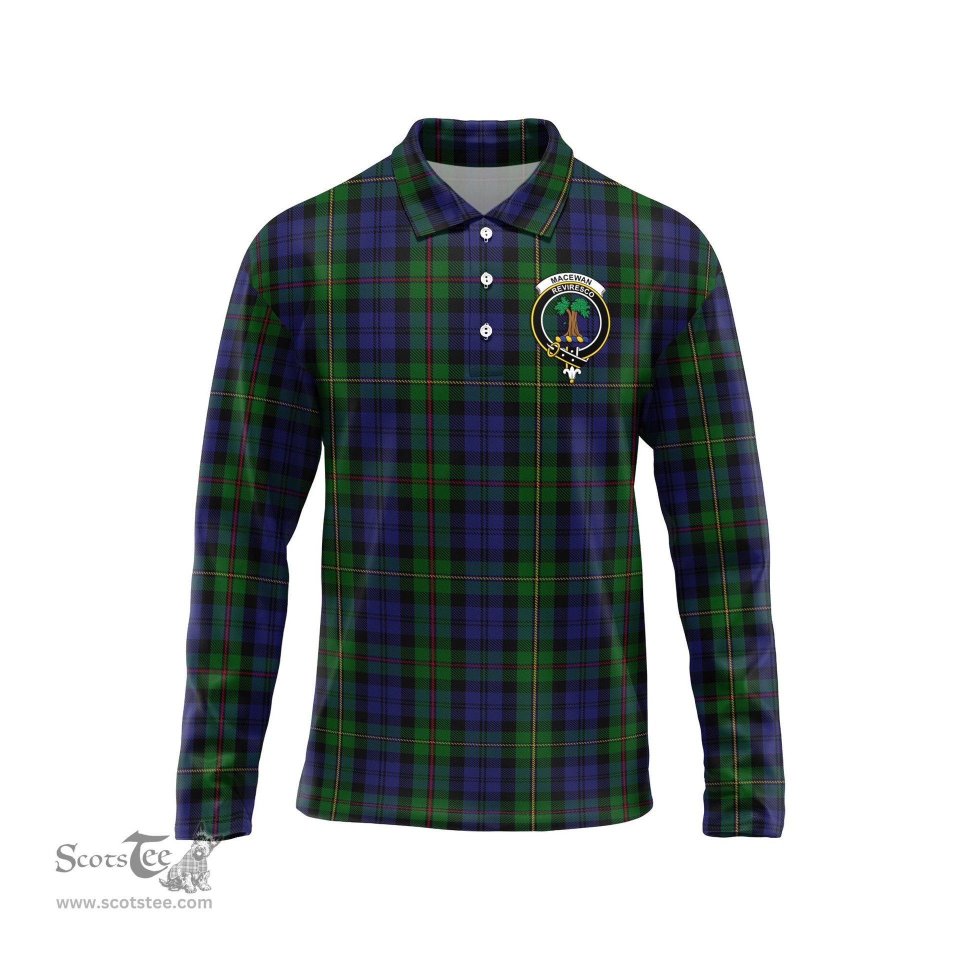 Scottish MacEwen - MacEwan Clan Crest Tartan Polo Long Sleeve Plaid Polo Shirt