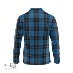 Scottish Ramsay Blue Hunting Tartan Long Sleeve Plaid Polo Shirt