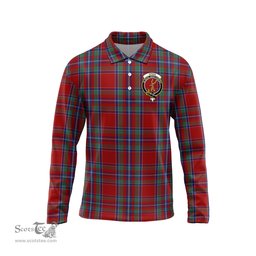 Scottish Spens Clan Crest Tartan Polo Long Sleeve Plaid Polo Shirt