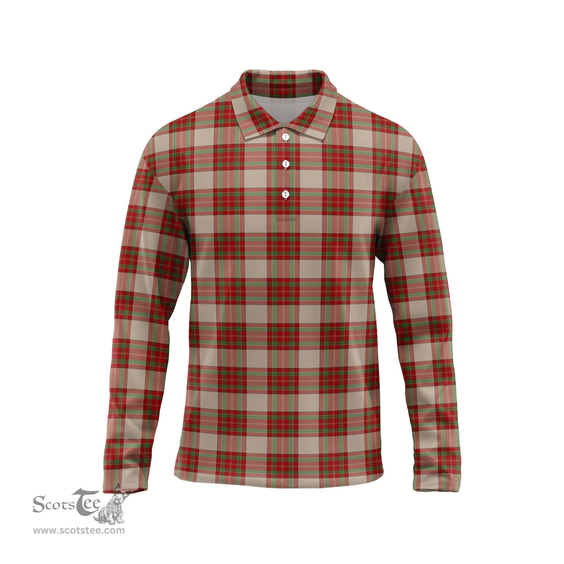 Scottish McBrayer Dress Tartan Long Sleeve Plaid Polo Shirt