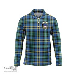 Scottish Weir Ancient Clan Crest Tartan Polo Long Sleeve Plaid Polo Shirt