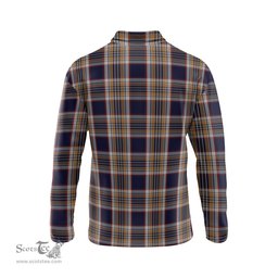 Scottish Stewart Navy Clan Crest Tartan Polo Long Sleeve Plaid Polo Shirt