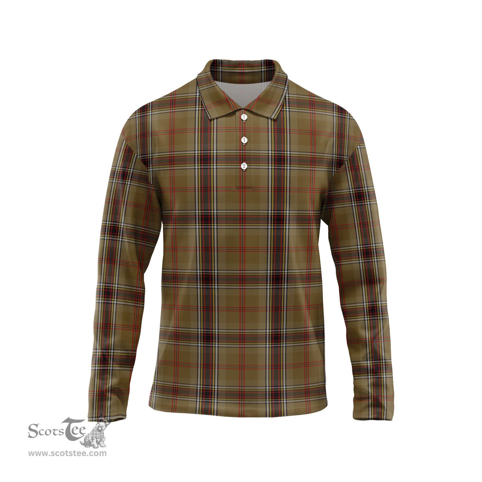 Scottish O'Keefe Tartan Long Sleeve Plaid Polo Shirt