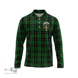 Scottish Wallace Hunting Clan Crest Tartan Polo Long Sleeve Plaid Polo Shirt