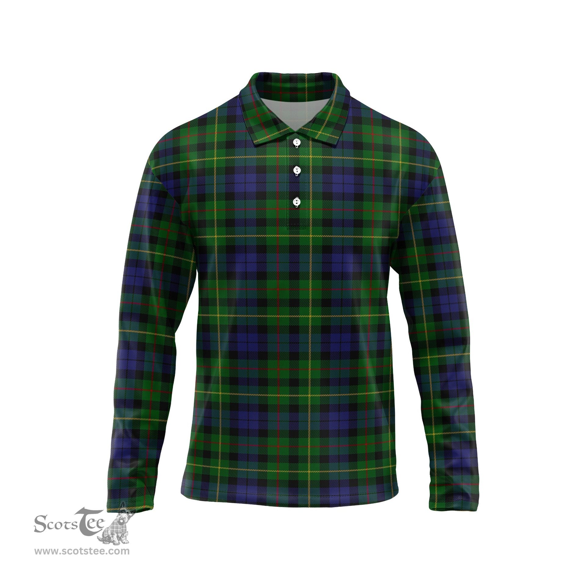 Scottish Rollo Tartan Long Sleeve Plaid Polo Shirt