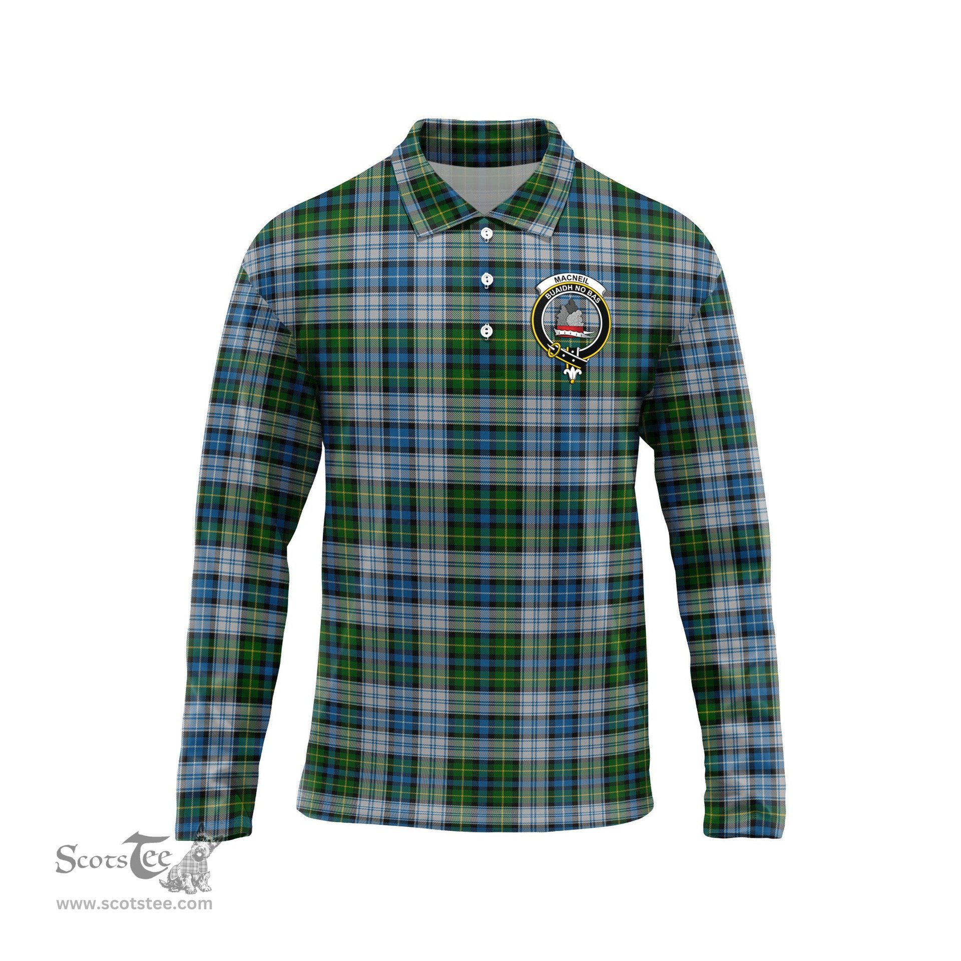 Scottish MacNeil Dress Clan Crest Tartan Polo Long Sleeve Plaid Polo Shirt