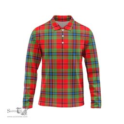 Scottish MacLean of Duart Modern Tartan Long Sleeve Plaid Polo Shirt