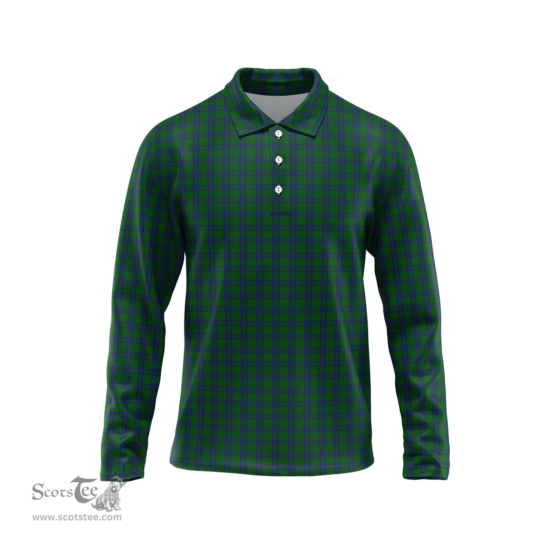 Scottish Montgomery Tartan Long Sleeve Plaid Polo Shirt
