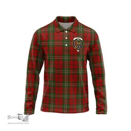 Scottish Scott Clan Crest Tartan Polo Long Sleeve Plaid Polo Shirt