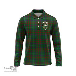 Scottish Shaw of Tordarroch Green Hunting Clan Crest Tartan Polo Long Sleeve Plaid Polo Shirt