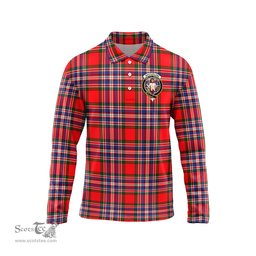 Scottish MacFarlane Modern Clan Crest Tartan Polo Long Sleeve Plaid Polo Shirt