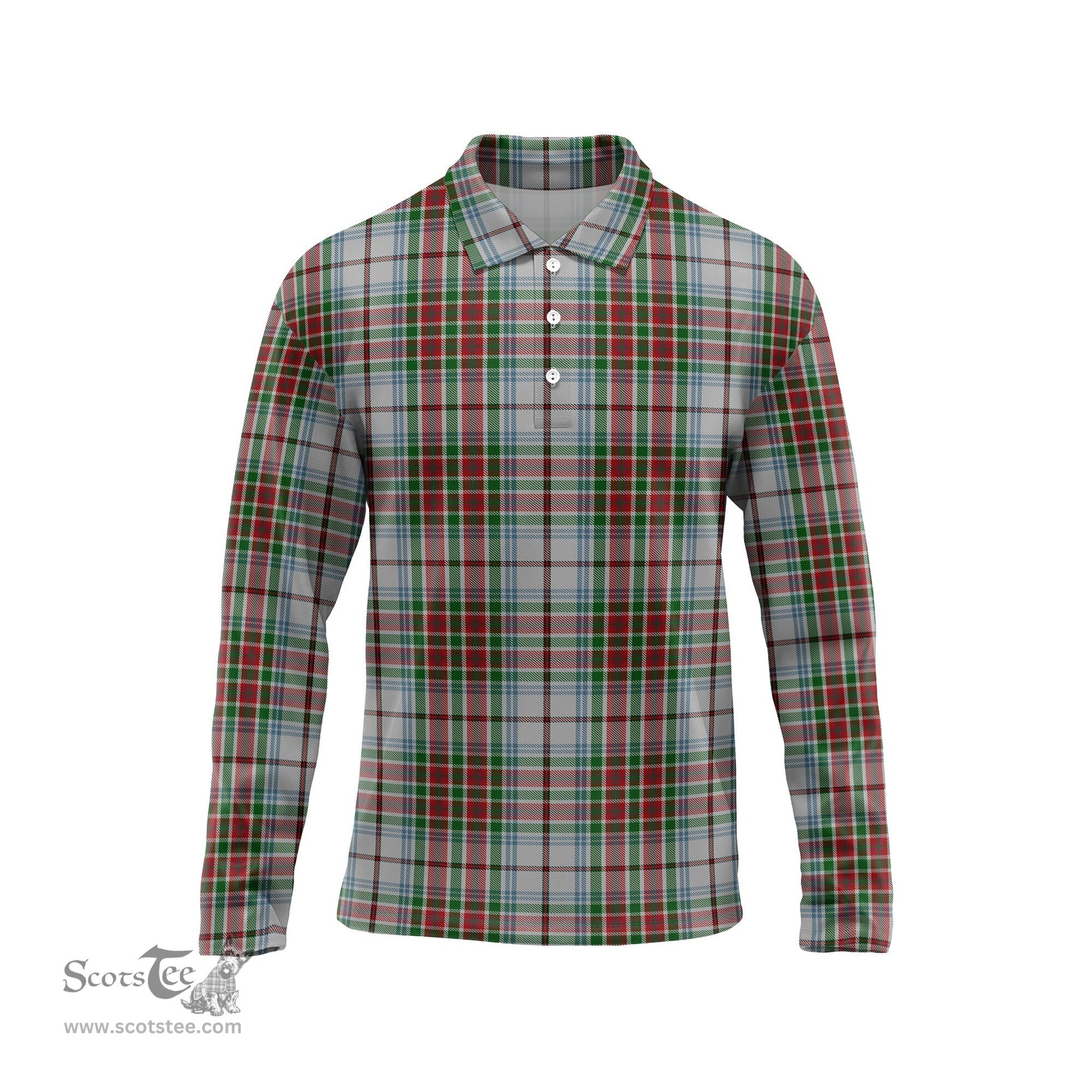 Scottish MacBain Dress Tartan Long Sleeve Plaid Polo Shirt