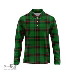 Scottish Primrose Tartan Long Sleeve Plaid Polo Shirt