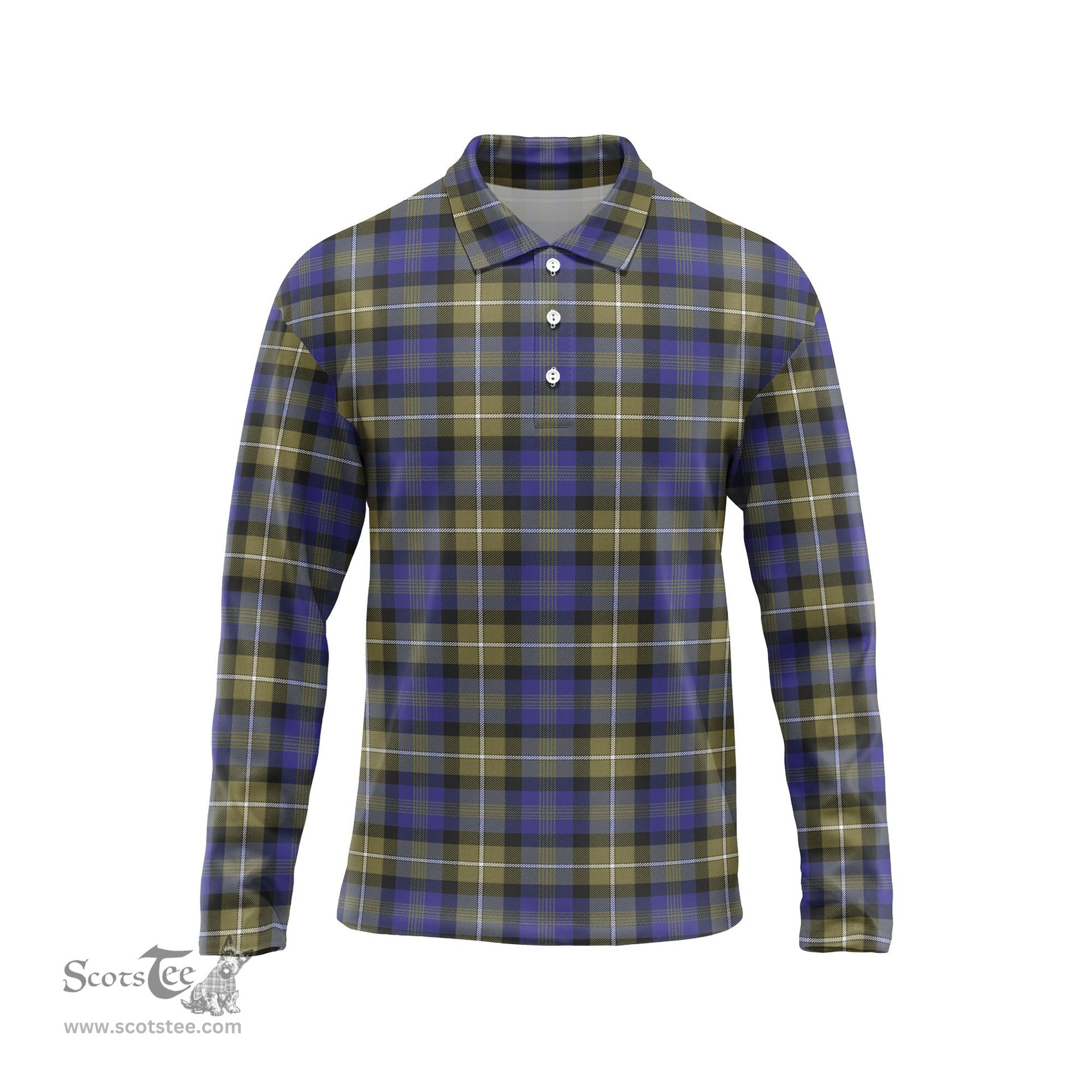 Scottish Rennie Tartan Long Sleeve Plaid Polo Shirt