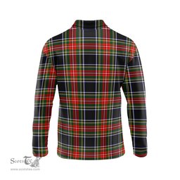 Scottish Stewart Black Clan Crest Tartan Polo Long Sleeve Plaid Polo Shirt