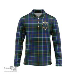 Scottish MacInnes Modern Clan Crest Tartan Polo Long Sleeve Plaid Polo Shirt