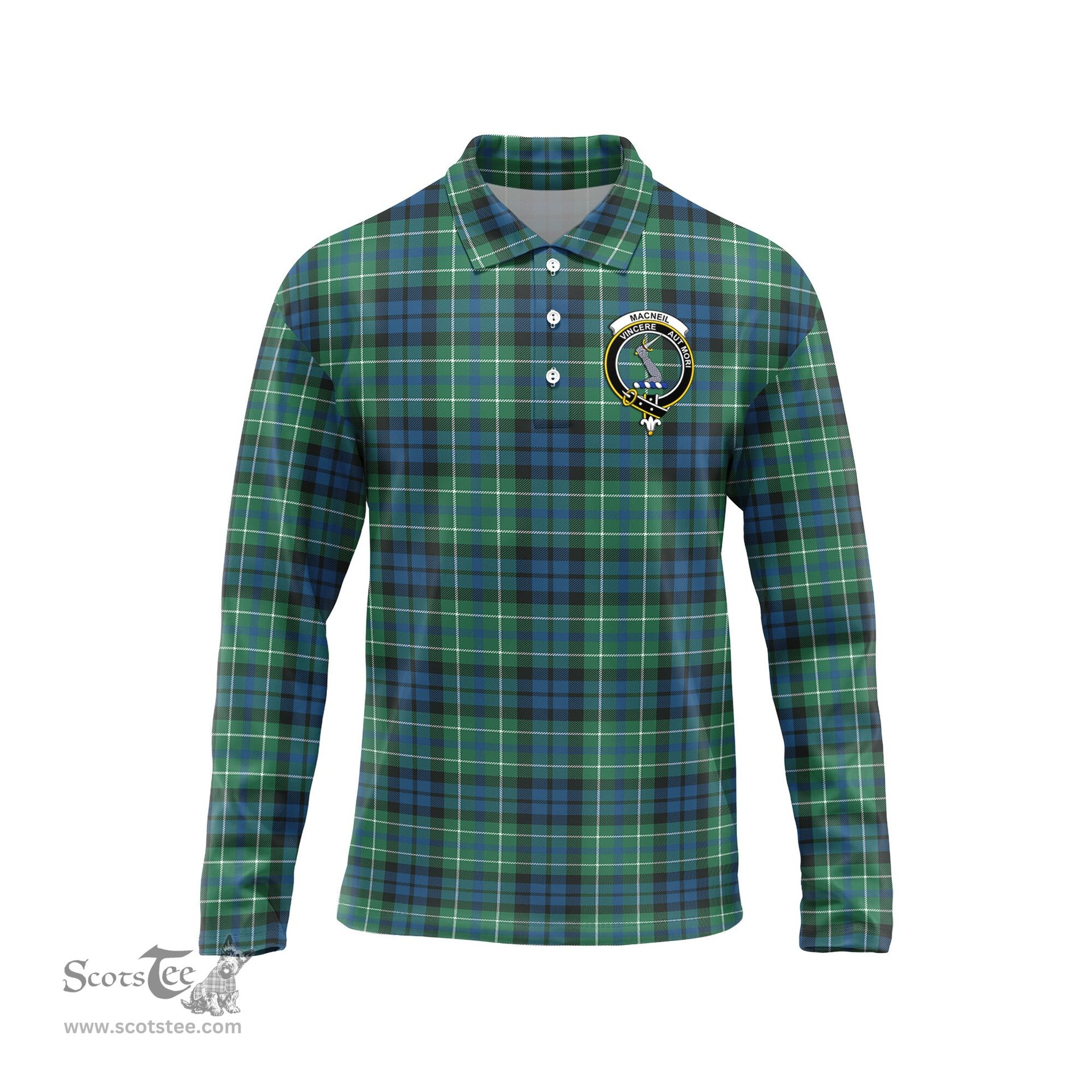 Scottish MacNeil of Colonsay Ancient Clan Crest Tartan Polo Long Sleeve Plaid Polo Shirt
