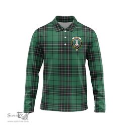 Scottish MacLean Hunting Ancient Clan Crest Tartan Polo Long Sleeve Plaid Polo Shirt