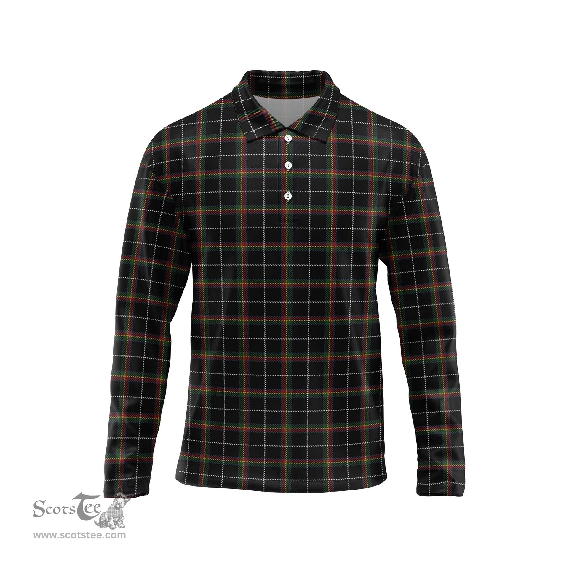 Scottish Stott Tartan Long Sleeve Plaid Polo Shirt