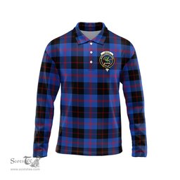 Scottish Maule Clan Crest Tartan Polo Long Sleeve Plaid Polo Shirt