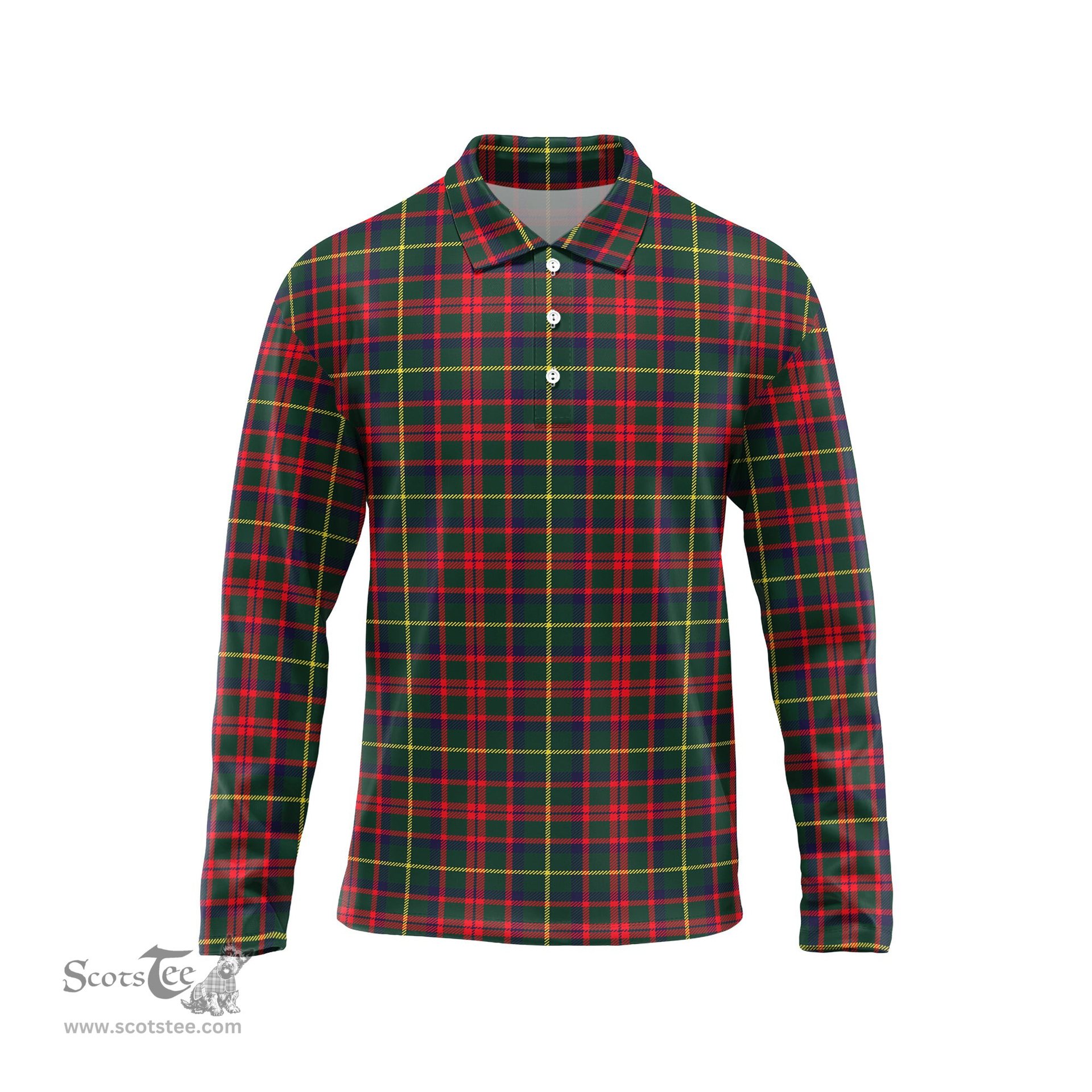 Scottish MacKintosh Hunting Modern Tartan Long Sleeve Plaid Polo Shirt