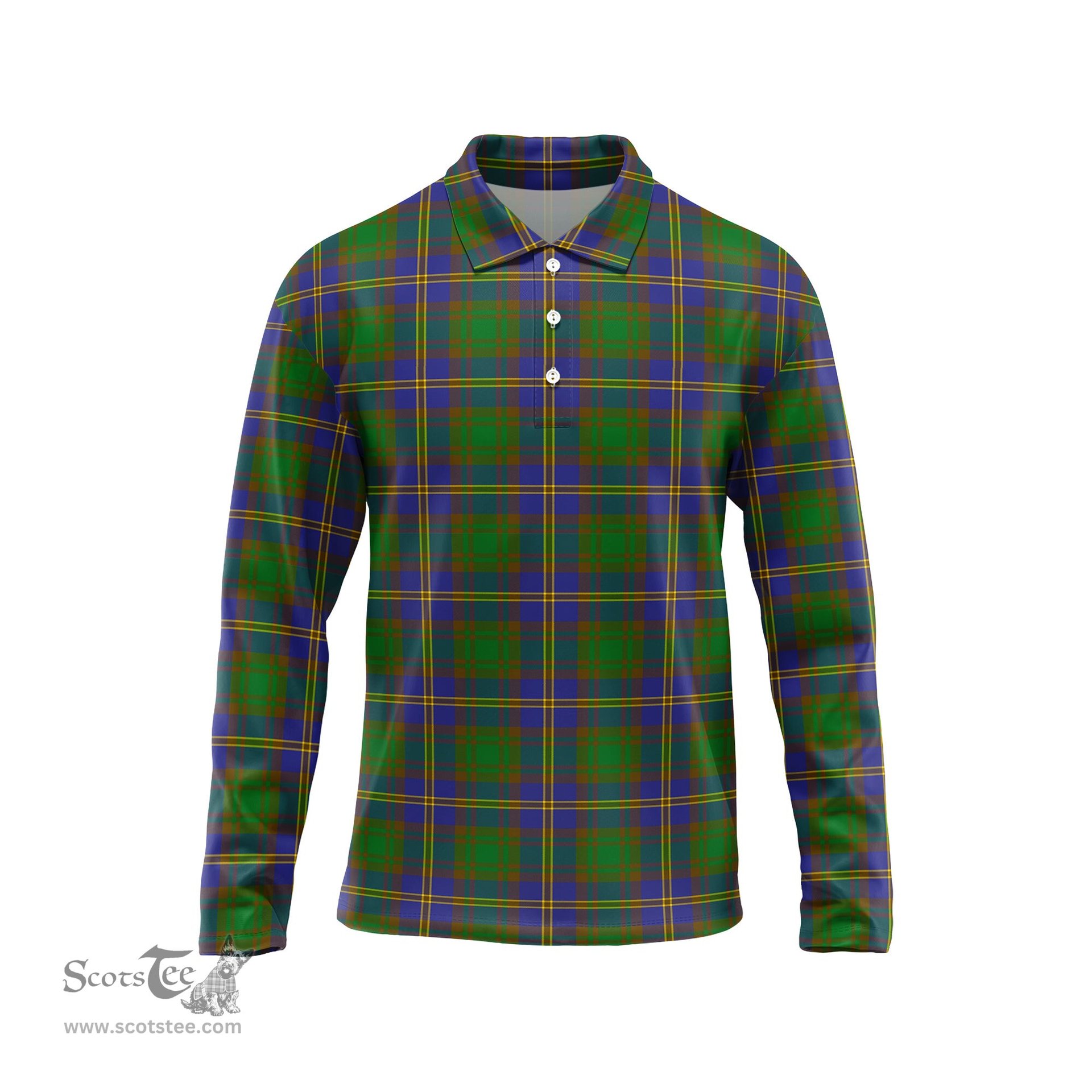 Scottish Strange of Balkaskie Tartan Long Sleeve Plaid Polo Shirt