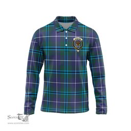 Scottish Sandilands Clan Crest Tartan Polo Long Sleeve Plaid Polo Shirt