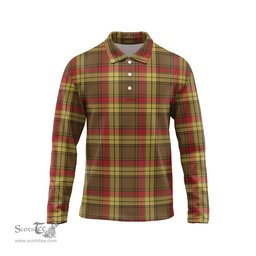 Scottish MacMillan Old Weathered Tartan Long Sleeve Plaid Polo Shirt