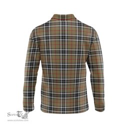 Scottish Thomson Camel Clan Crest Tartan Polo Long Sleeve Plaid Polo Shirt
