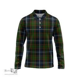 Scottish MacRae Hunting Tartan Long Sleeve Plaid Polo Shirt