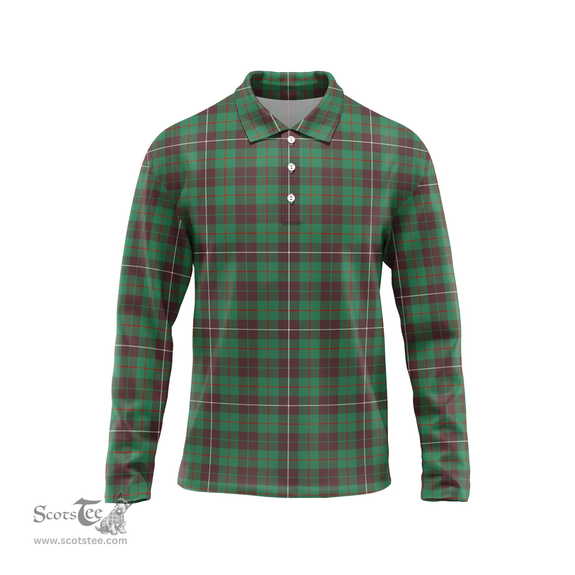 Scottish MacKinnon Hunting Ancient Tartan Long Sleeve Plaid Polo Shirt