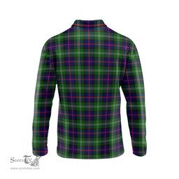 Scottish Sutherland Modern Clan Crest Tartan Polo Long Sleeve Plaid Polo Shirt