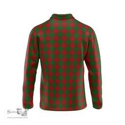 Scottish Moncrieff Tartan Long Sleeve Plaid Polo Shirt